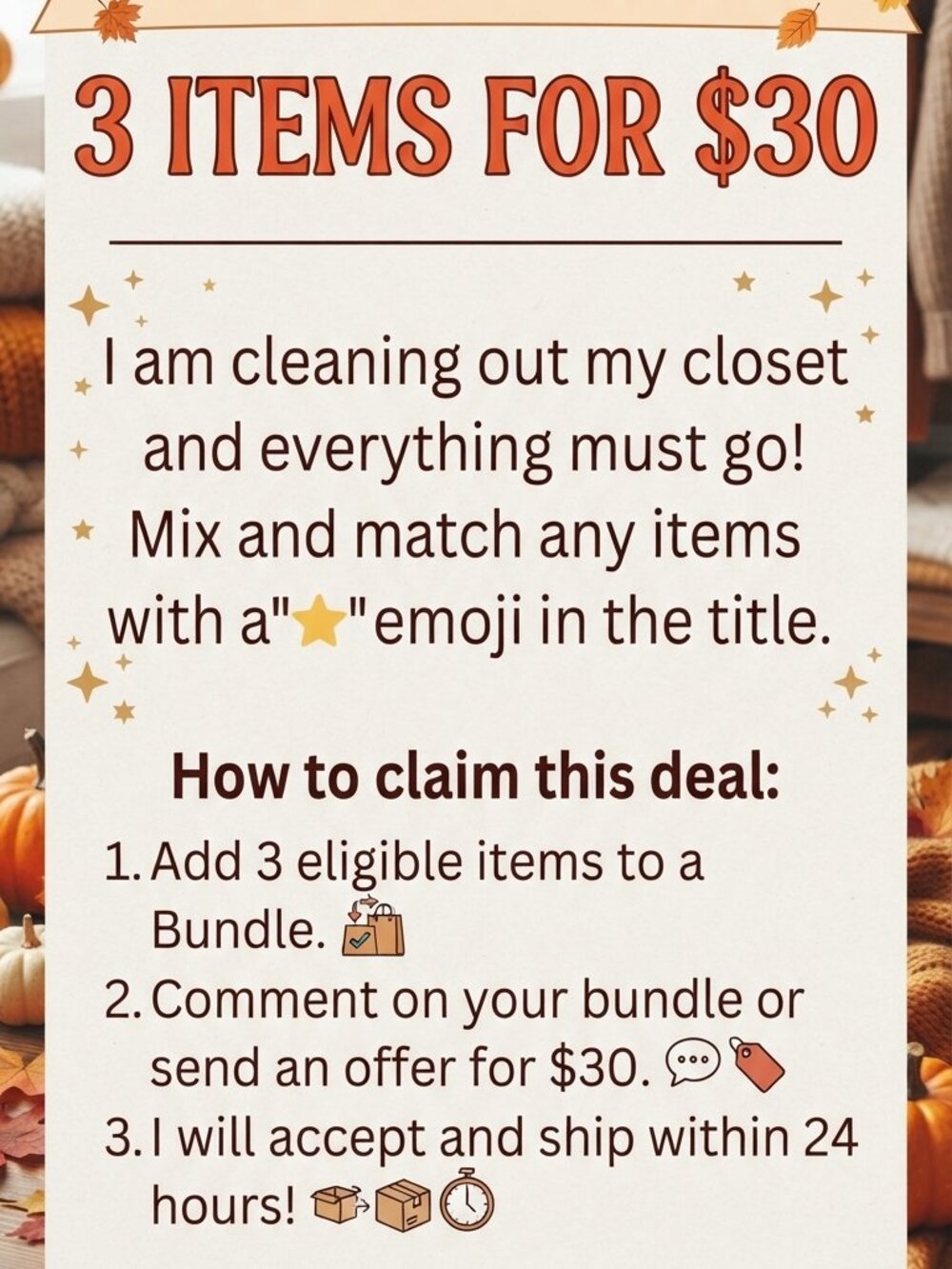 🚨 CLOSET SALE - 3 ITEMS FOR $30! (Read Description)